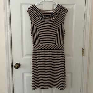 Daniel Cremieux Black and Tan Striped Midi Dress